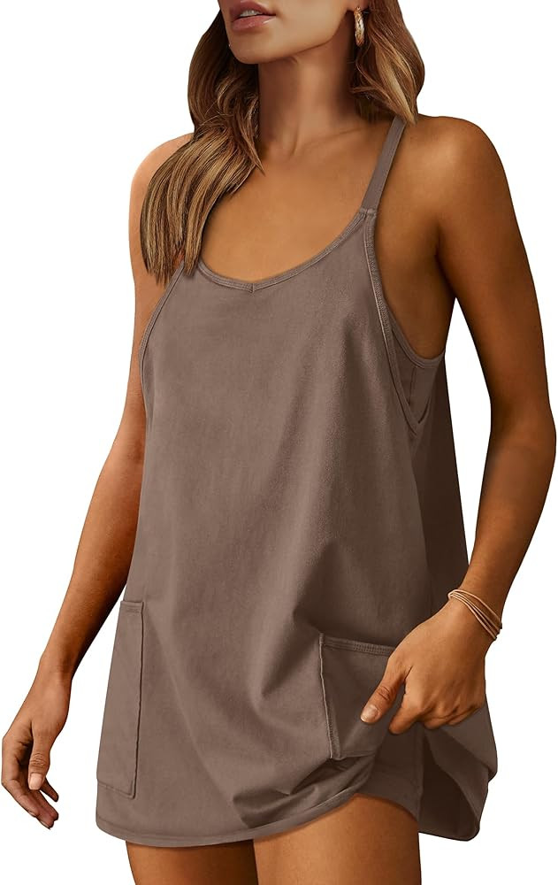 Caracilia Womens Summer Mini Dress 2024 Casual Sleeveless Built in Shapewear Sundress Trendy Shor... | Amazon (US)