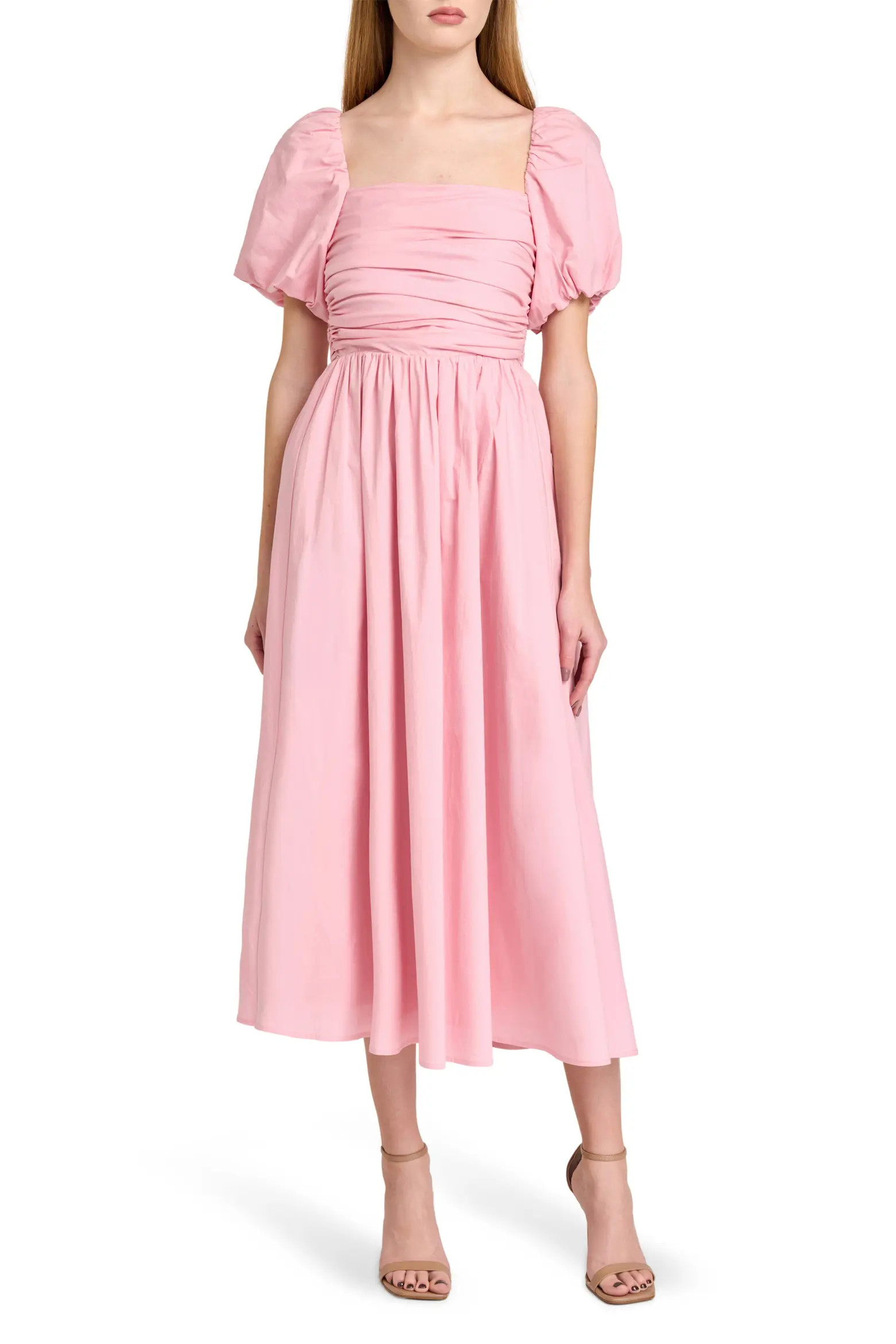 Lucy Ruched Puff Sleeve Midi Dress (Women) | Nordstrom | Nordstrom