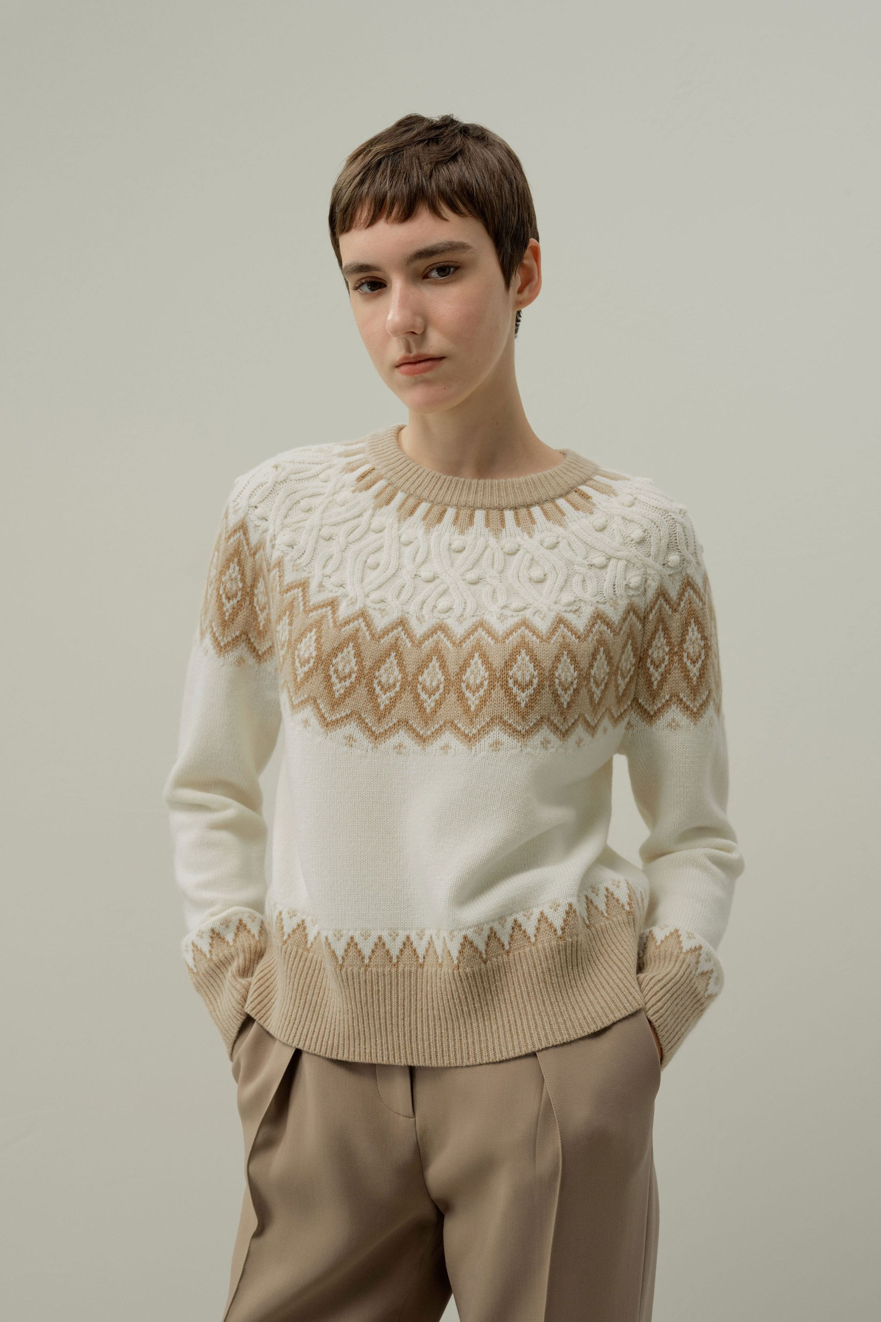Wool-Cashmere Fair Isle Sweater | LILYSILK