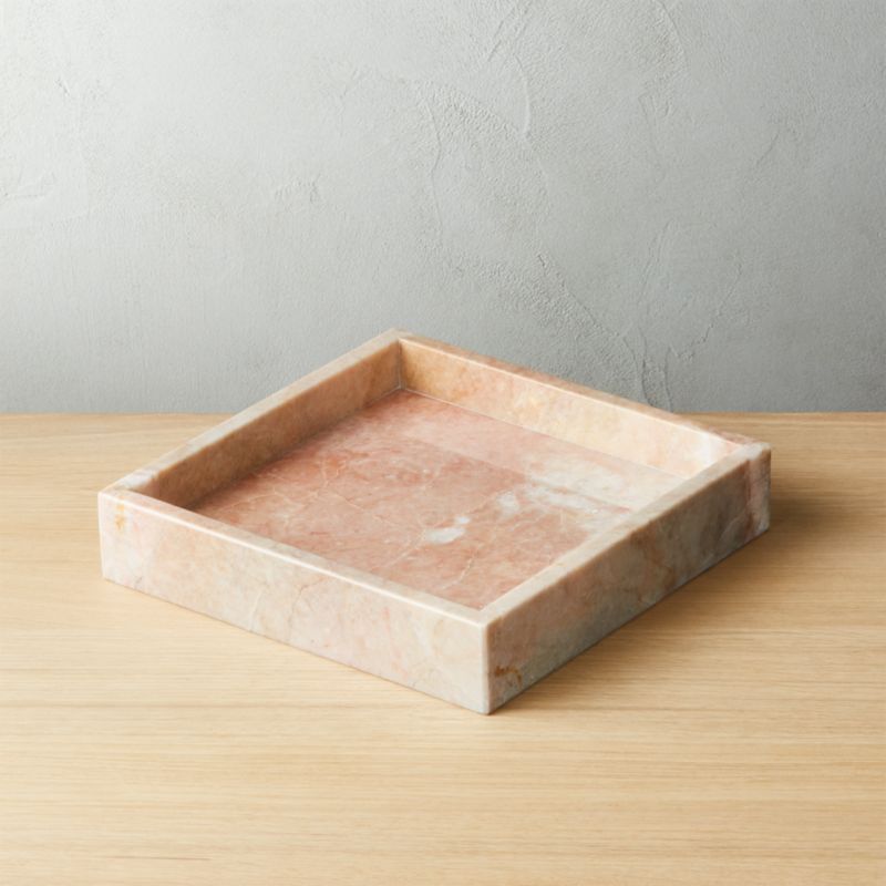 Stack Small Pink Marble Tray + Reviews | CB2 | CB2