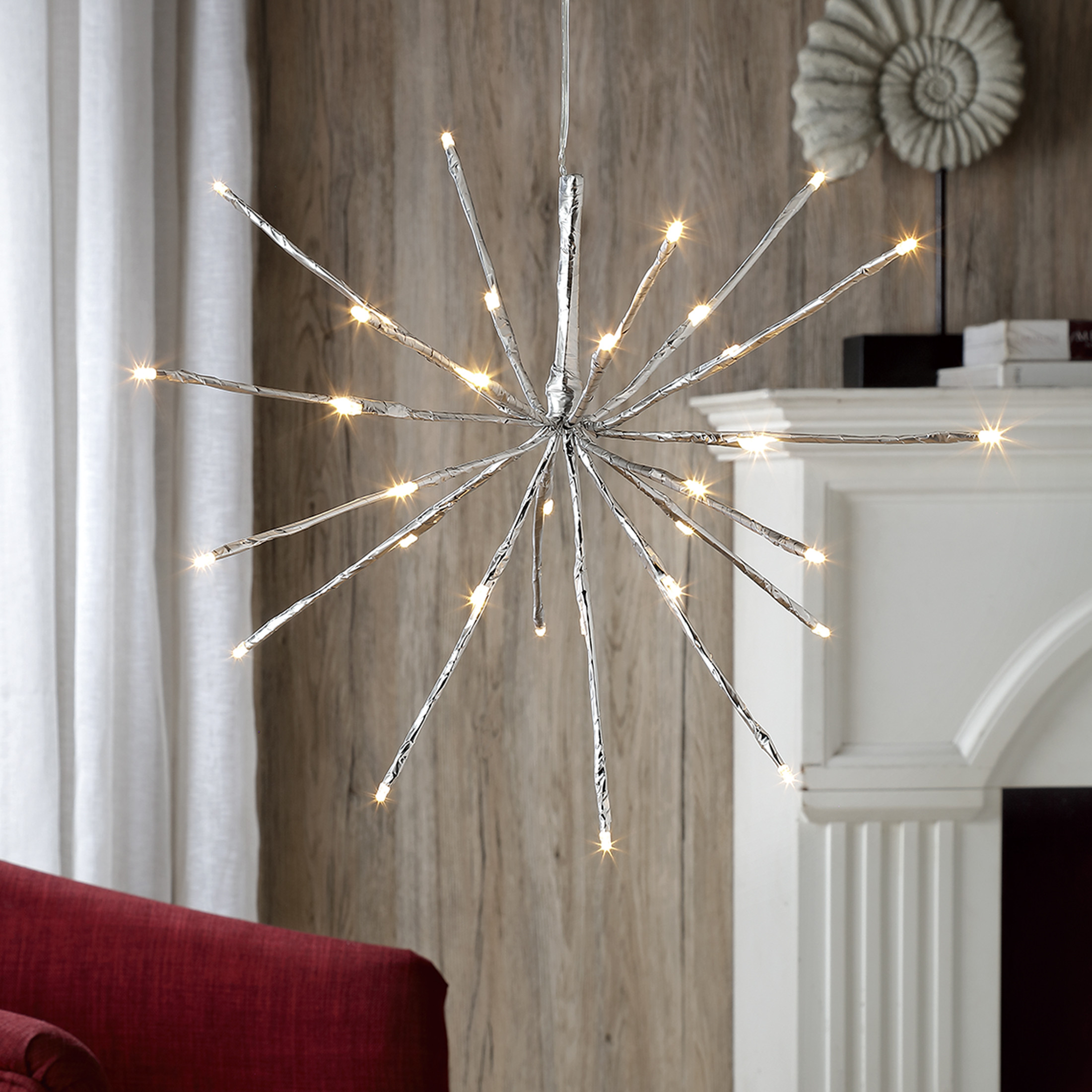 Holiday Time 32 Warm White LED Branches Starburst Christmas Decoration, Silver - Walmart.com | Walmart (US)