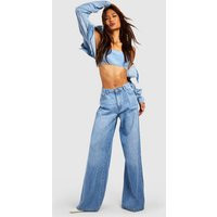 Womens Tall The Wide Leg Jean - Blue - 12, Blue | Boohoo.com (UK & IE)