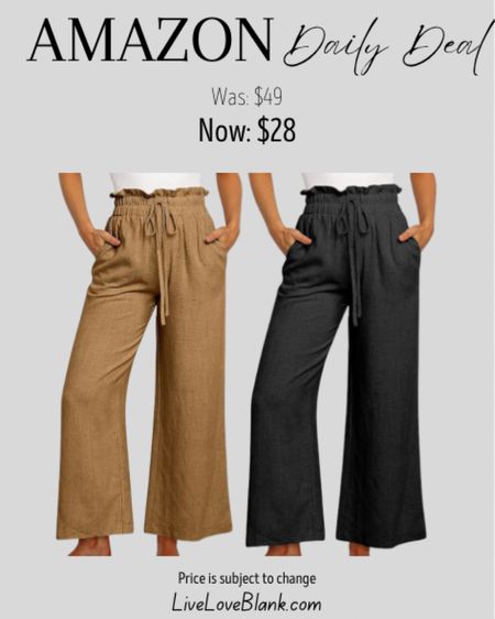Amazon daily deals 
Amazon fashion linen pants high waist wide legs only $28
Prices subject to change
Commissionable link 
#ltku



#LTKSeasonal #LTKsalealert #LTKfindsunder50