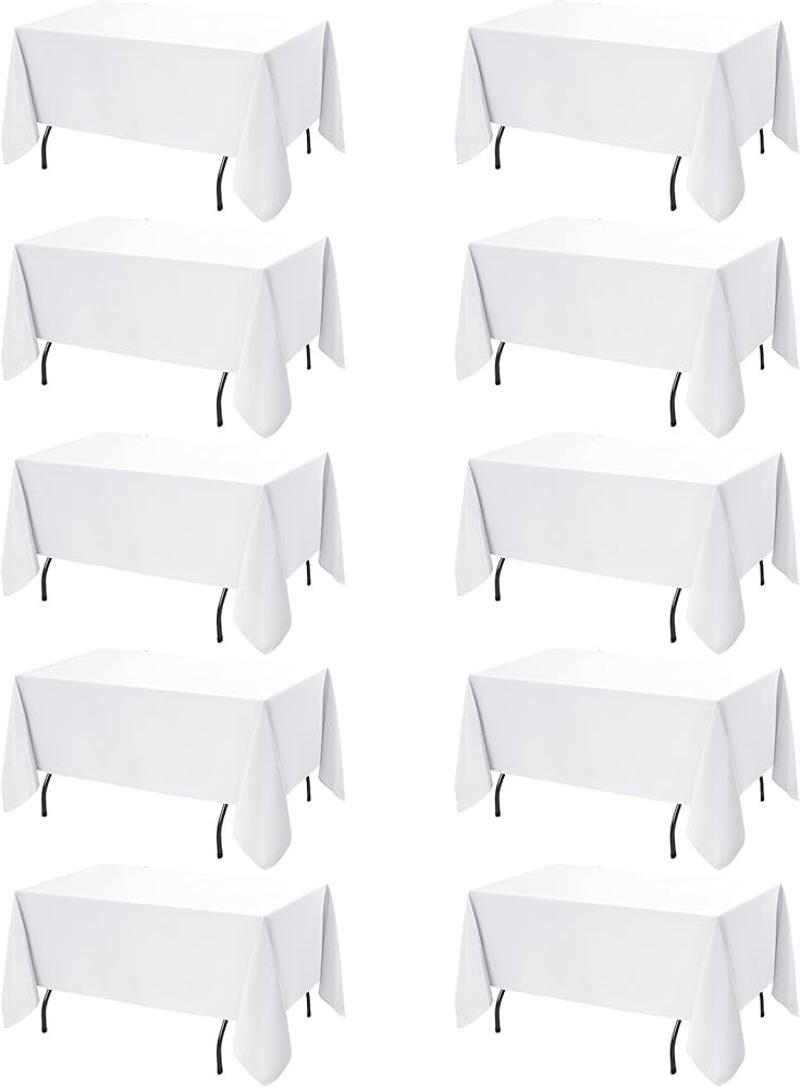 Dailyset 10-Pack White Tablecloths for Rectangle Tables, 60 x 120 Inches, Stain-Resistant Polyest... | Amazon (US)