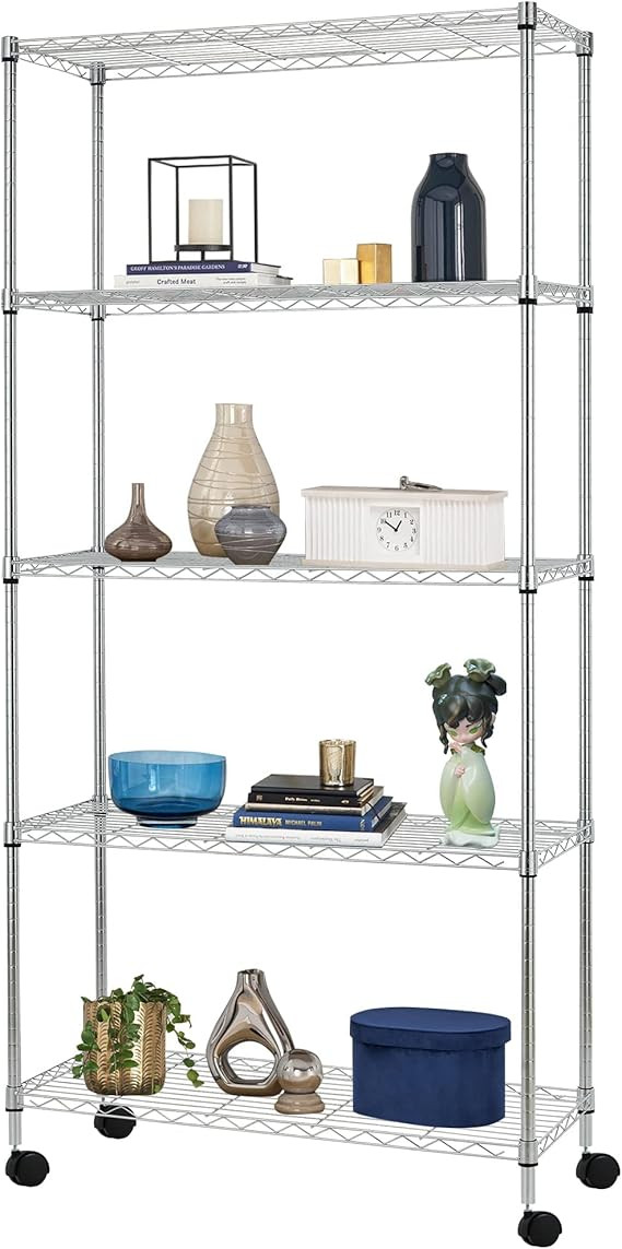 14D x 30W x 60H 5-Tier Wire Shelving Unit Steel Large Metal Shelf Organizer Garage Storage Shelve... | Amazon (US)
