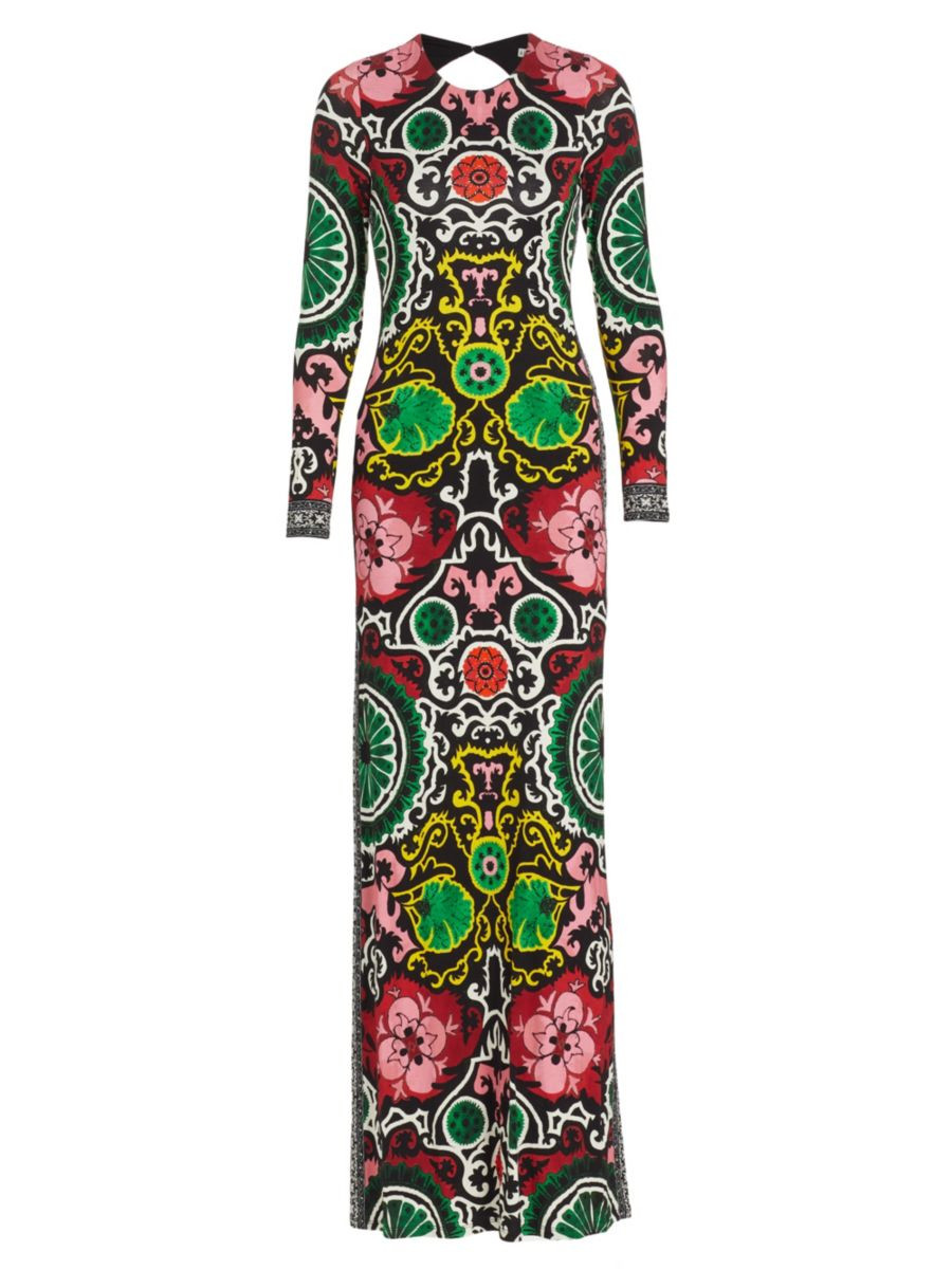 Delora Floral Damask Open-Back Maxi Dress | Saks Fifth Avenue
