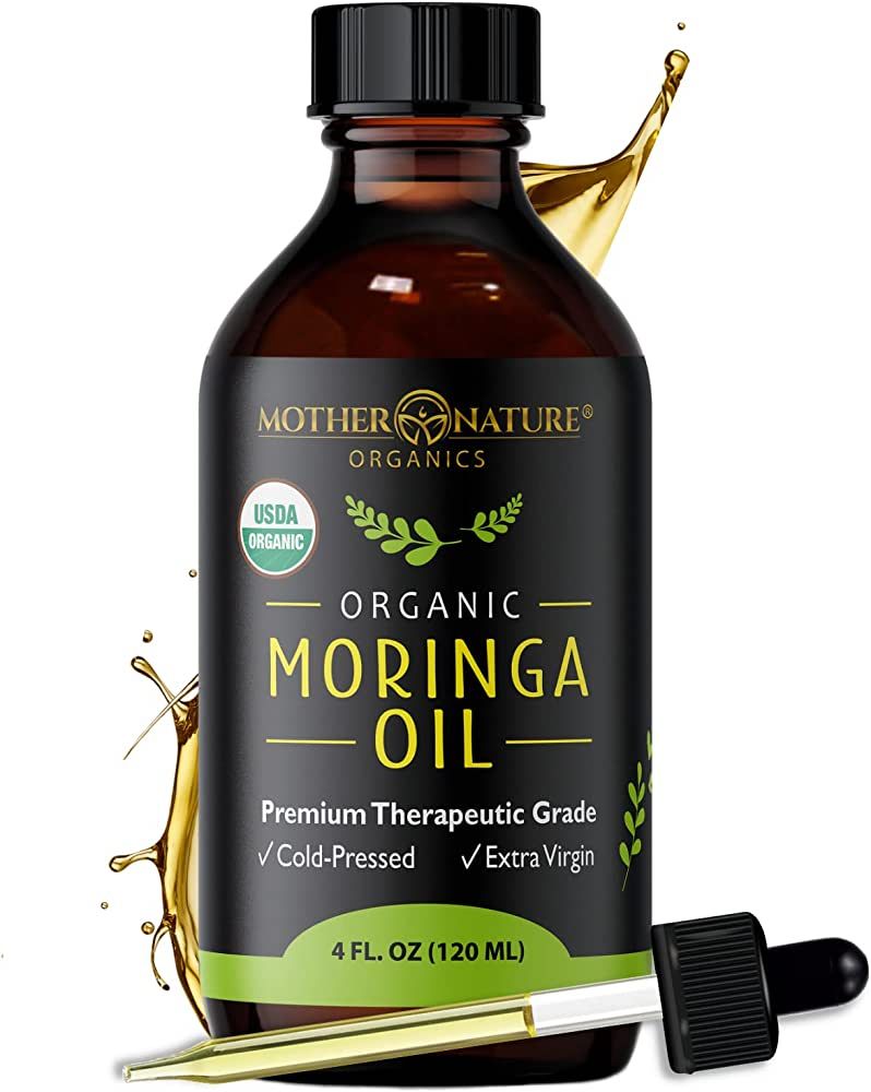 Moringa Oil Organic USDA Certified Cold Pressed, 100% Pure Carrier Oil For Hair, Face, Body, and ... | Amazon (US)