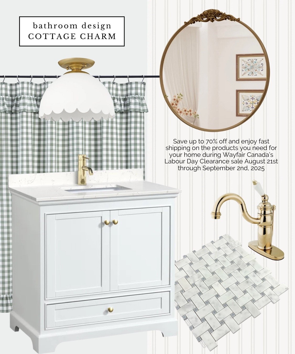 English cottage bathroom ideas, cottage bathroom decor, English country decorating. Save up to 70% off and enjoy fast shipping on the products you need for your home during Wayfair Canada’s Labour Day Clearance sale August 21st through September 2nd, 2025 | traditional bathroom vanity, vintage mirror, gingham decor, marble mosaic floor tile #WayfairCanada #WayfairCAHome #WayfairCAPartner @wayfaircanada

#LTKcasa #LTKcanada #LTKsale