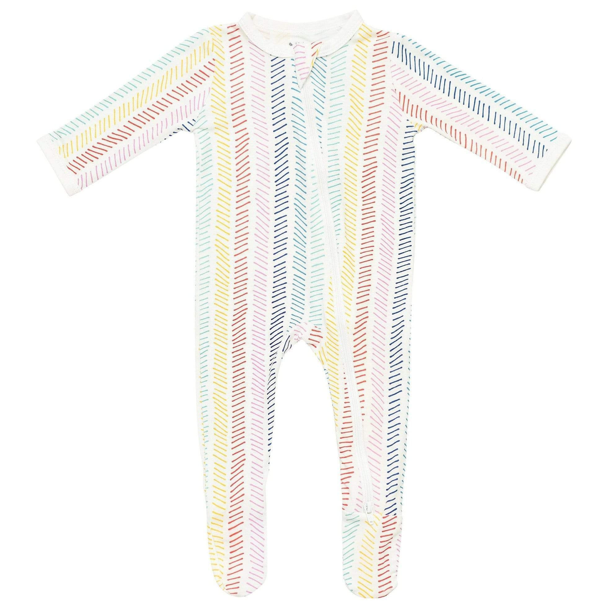 Printed Zippered Footie in Herringbone | Kyte BABY