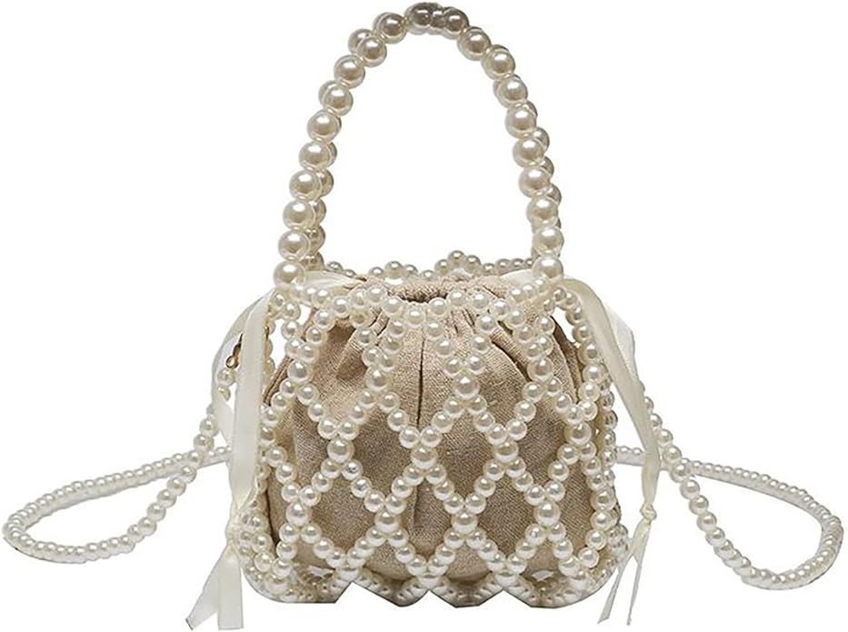 SHESRA Luxury Pearl Bag Chain Bag Purse Bags, Artificial Pearl Clutch Handmade Bags Evening Bags ... | Amazon (US)