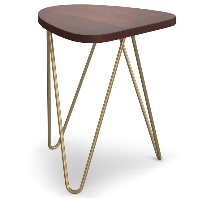 Simpli Home Patrice Modern 18 inch Wide Metal and Wood Accent Side Table in Dark Brown | Walmart (US)