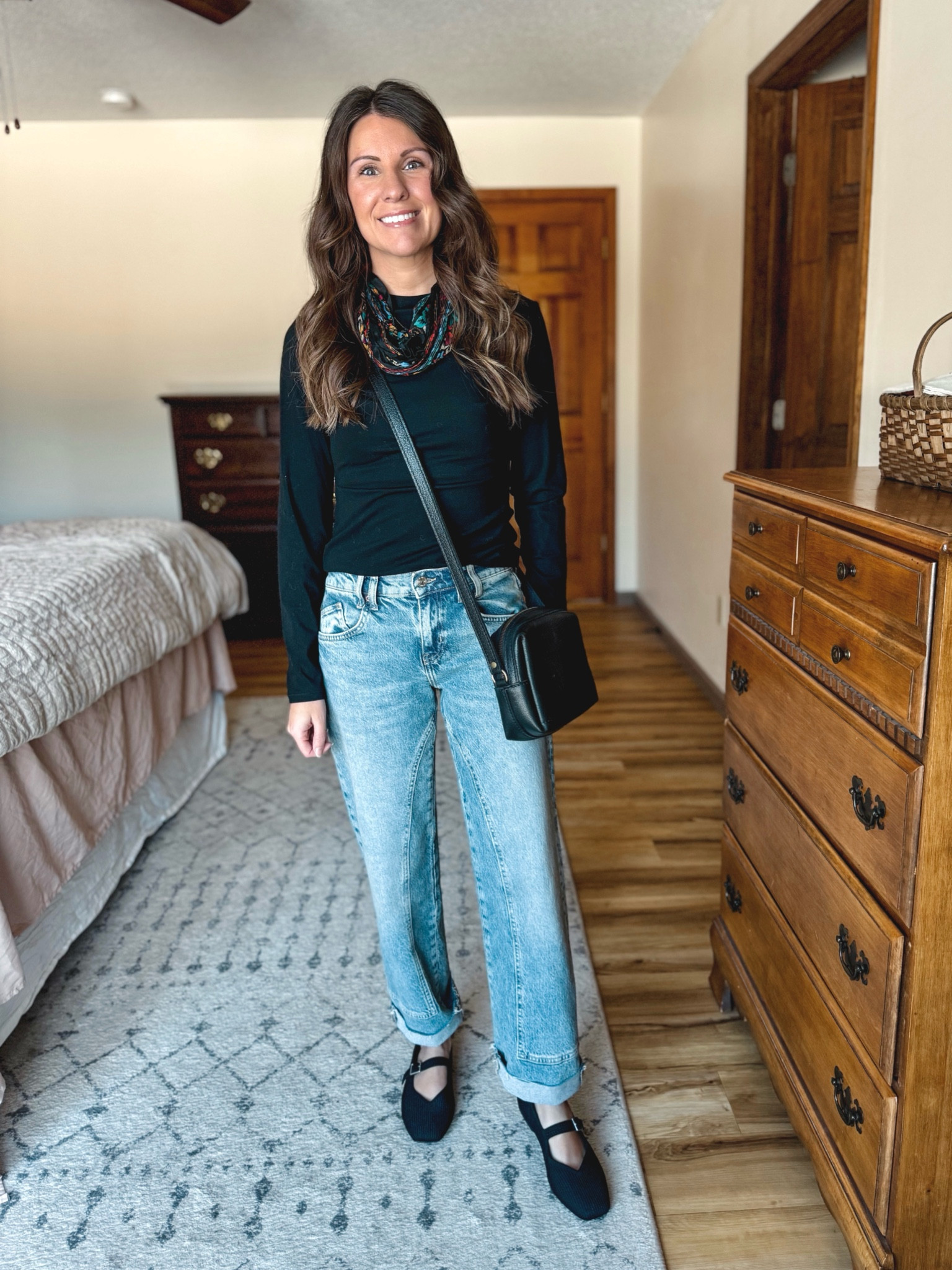 WINTER DATE NIGHT OUTFIT:

I’m wearing size medium in the black crewneck top, size 24 short in mantra wash in the jeans, and I sized a 1/2 size up in the Mary Jane’s (also linked a more affordable pair). My black bag is my favorite for going out!🖤

My scarf is soooo old so I linked a bunch of similar ones!

Date night look, date night outfit, winter date night, girls night out outfit

#LTKShoeCrush #LTKPetite #LTKFindsUnder100