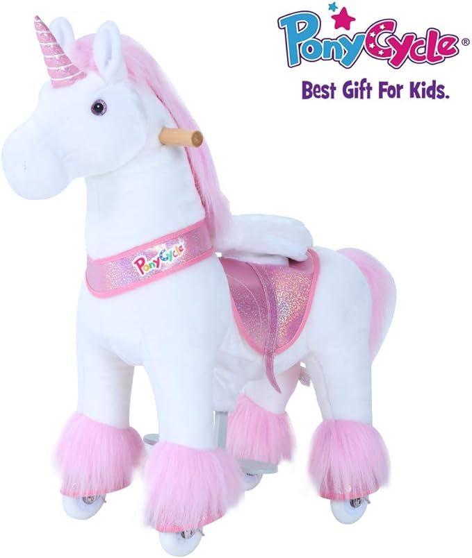 PonyCycle Official 2019 New U Series Ride on Horse Toy Plush Walking Animal Pink Unicorn Medium S... | Amazon (US)