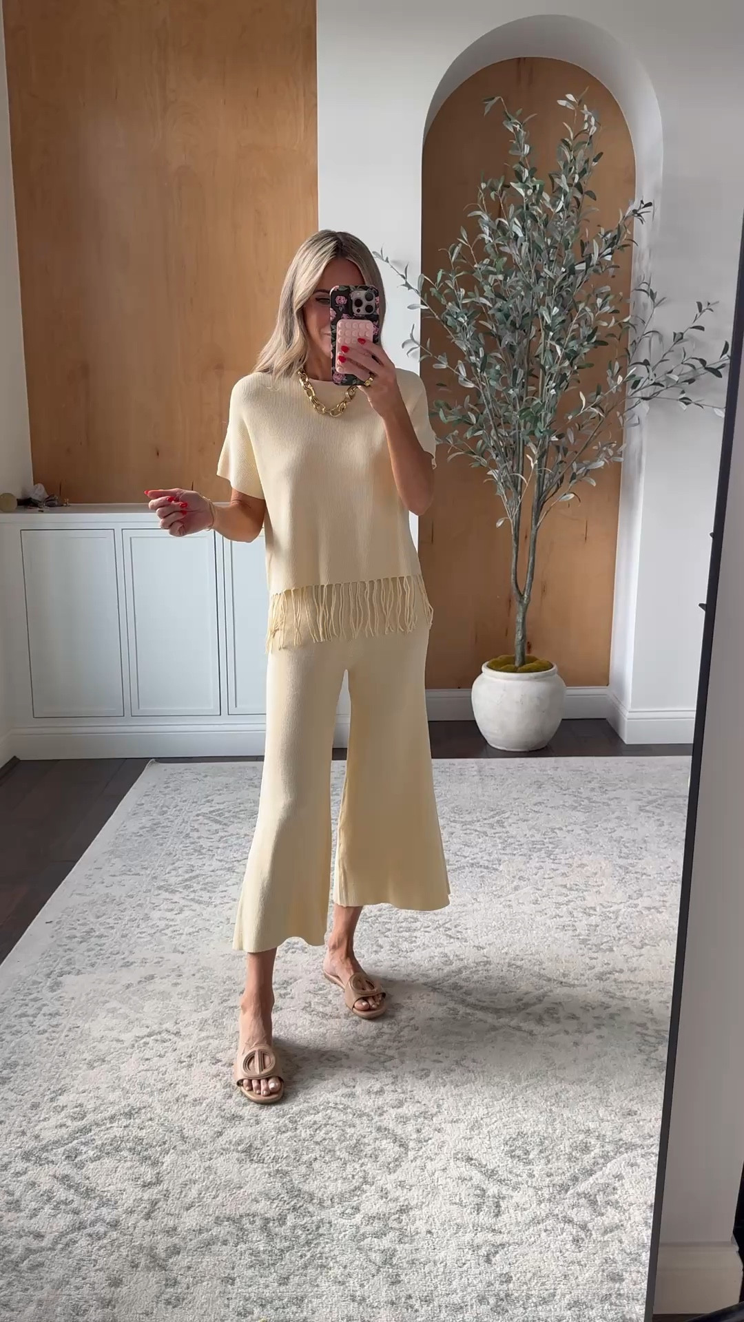 This ribbed knit set is perfect for spring! Wearing xs in both! Also comes in black 

#LTKmomlife #LTKPetite #LTKOver40