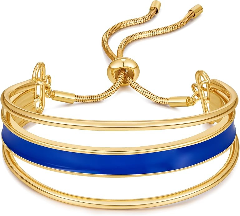 WOWORAMA Adjustable Slider Bracelets for Women Bar Friendship Bangle Bracelet for Women Girls Gol... | Amazon (US)