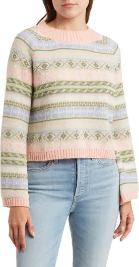 Cotton Emporium Fair Isle Stripe Bell Sleeve Crop Sweater | Nordstromrack | Nordstrom Rack