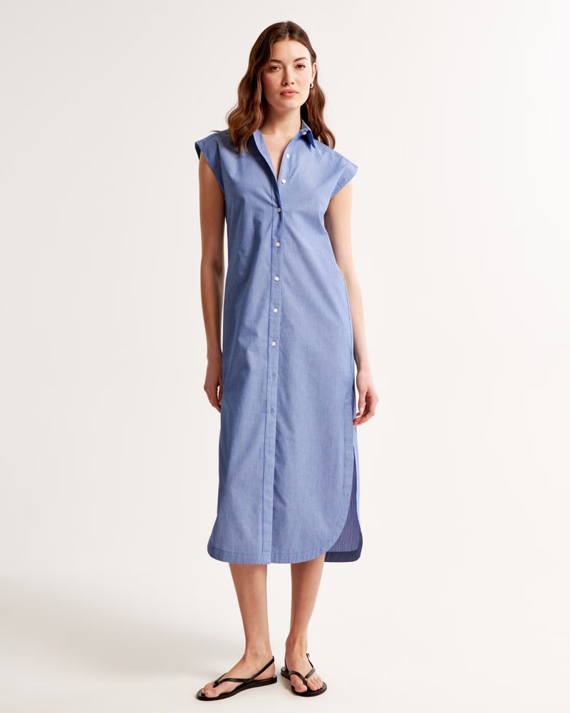 Button-Through Midi Shirt Dress | Abercrombie & Fitch (US)