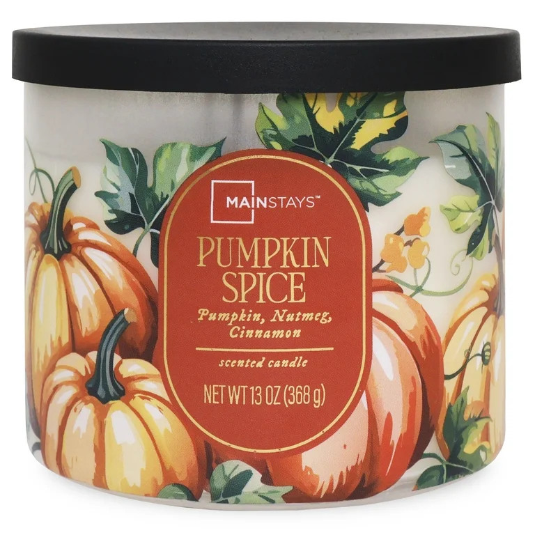 Mainstays Pumpkin Spice 3-Wick Scented Jar Candle, 13 oz | Walmart (US)