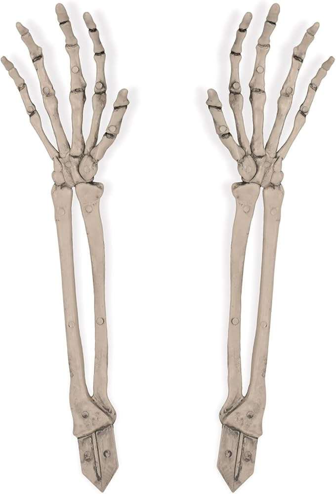 Beistle 2 Piece 17.5" Spooky Theme Plastic Skeleton Hand Yard Stakes Scary Halloween Lawn Decorat... | Amazon (US)
