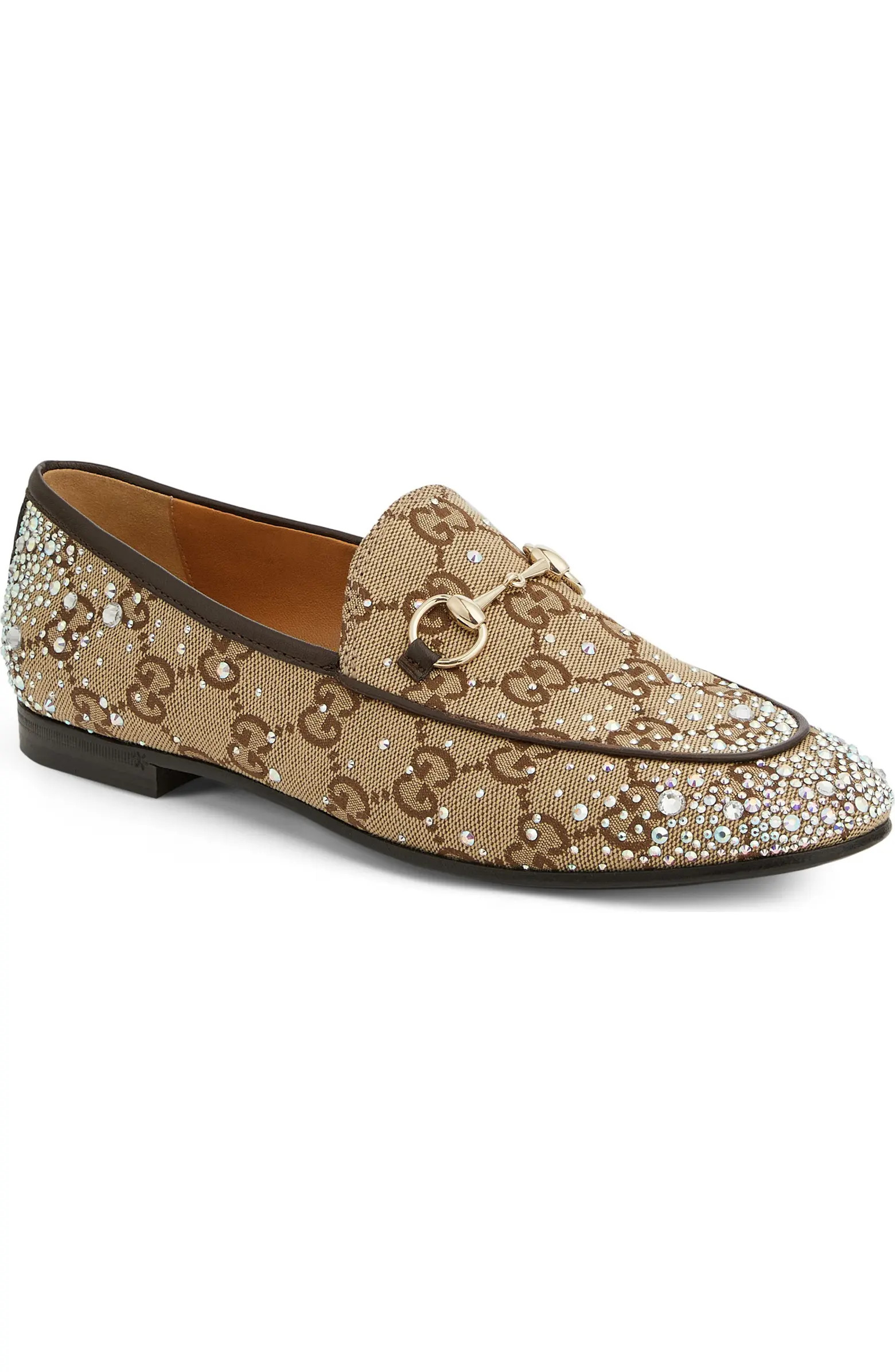 Gucci New Jordaan Crystal Embellished Horsebit Loafer (Women) | Nordstrom | Nordstrom