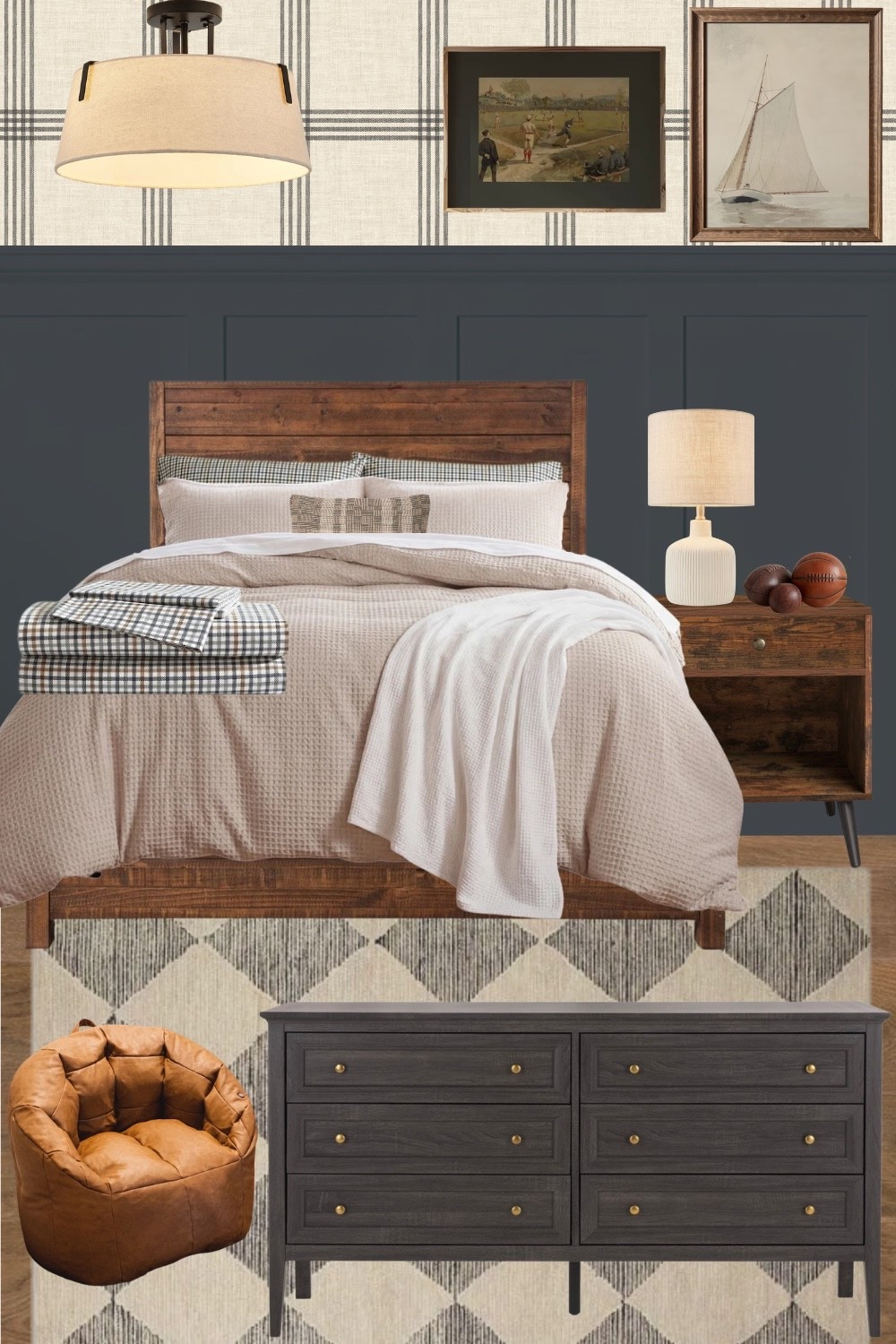 This boys bedroom has such a cozy, collected feel to it 🤎

I wanted this space to feel timeless and layered instead of overly themed, so I leaned into moody tones, warm wood textures, plaid patterns, vintage-inspired artwork, and softer neutral bedding to keep everything balanced and inviting.

I love how the darker walls make the room feel cozy while the lighter textures and warm lighting soften everything back up. It feels elevated but still comfortable enough for everyday life — the kind of room that can easily grow with him over time.

I linked everything here if you’re wanting to recreate this cozy, vintage-inspired boys bedroom look in your own home.

#LTKKids #LTKHome