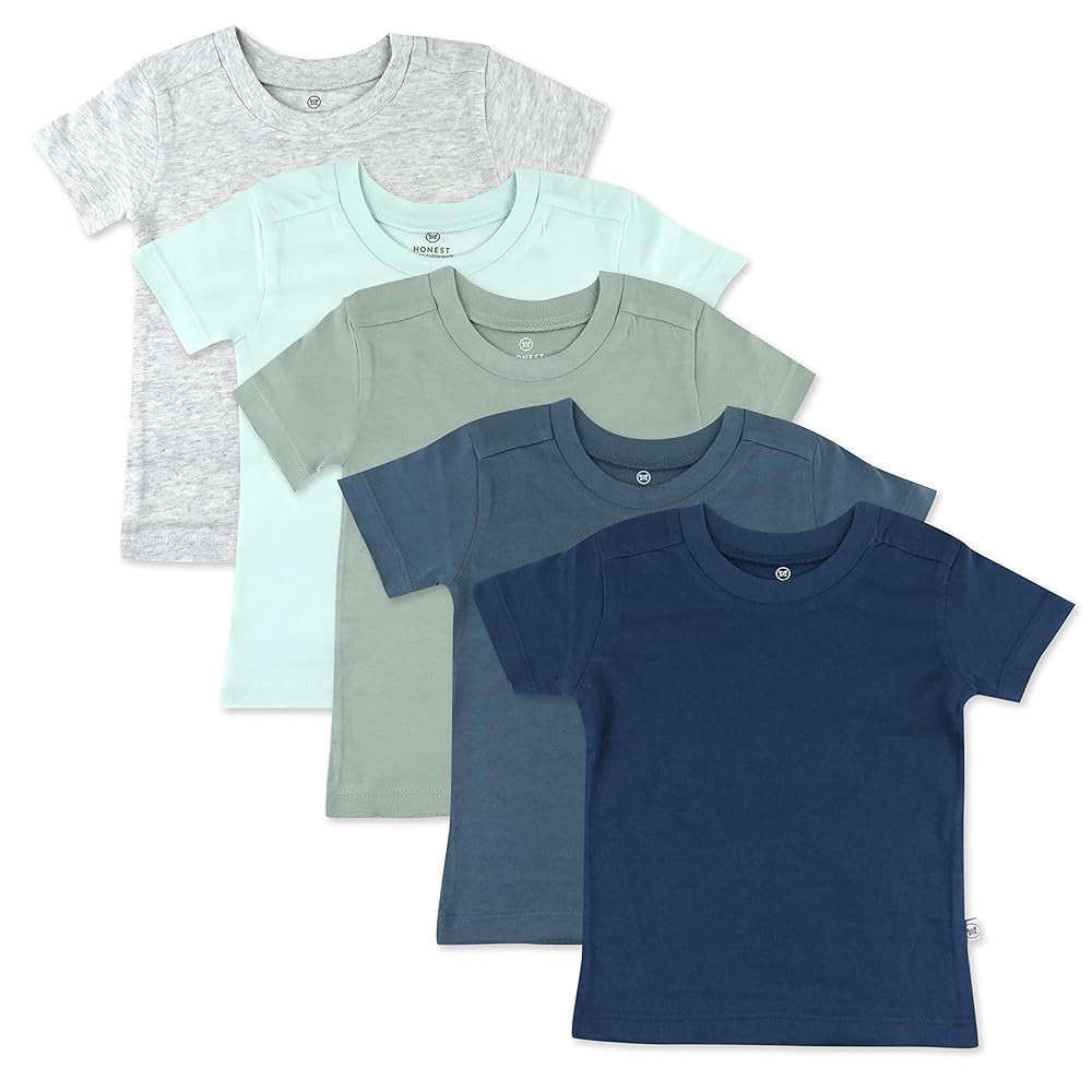 HonestBaby Unisex-Baby 5-Pack Short Sleeve T-Shirts 100% Organic Cotton Baby, Toddler, Little Kid... | Amazon (US)