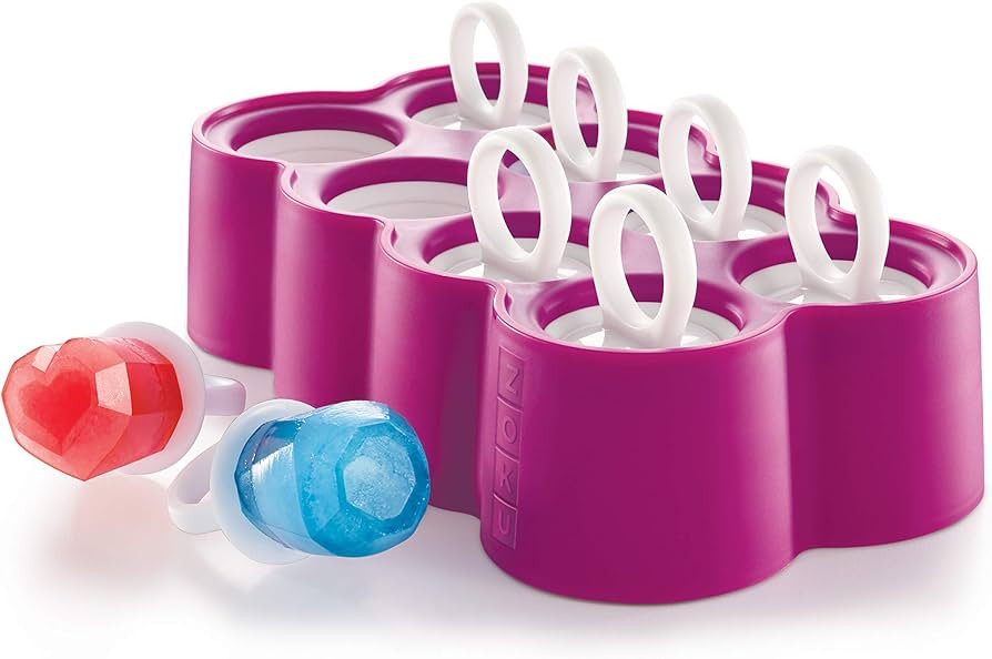 ZOKU Ring Pop Molds, 8 Easy-Release Gem and Heart-Shaped Ice Popsicle Molds with Ring Sticks and ... | Amazon (US)