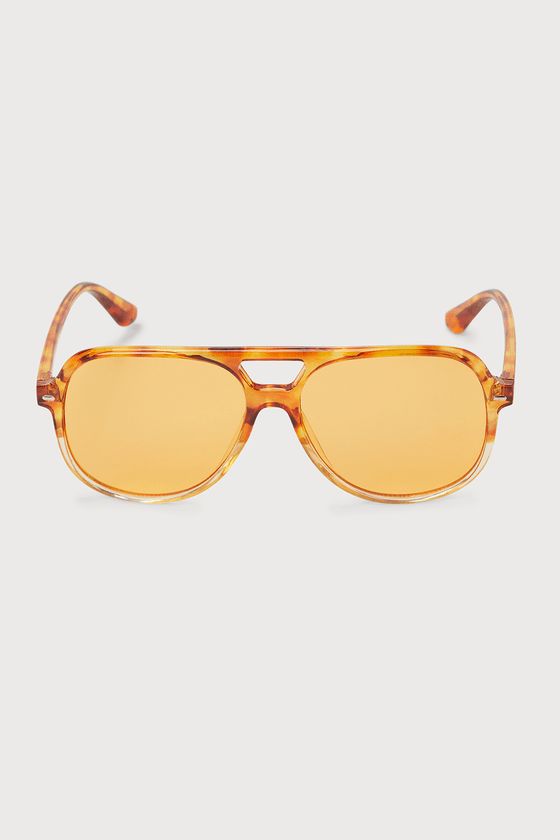 Sunshine Stunner Orange Tortoishell Aviator Sunglasses | Lulus (US)