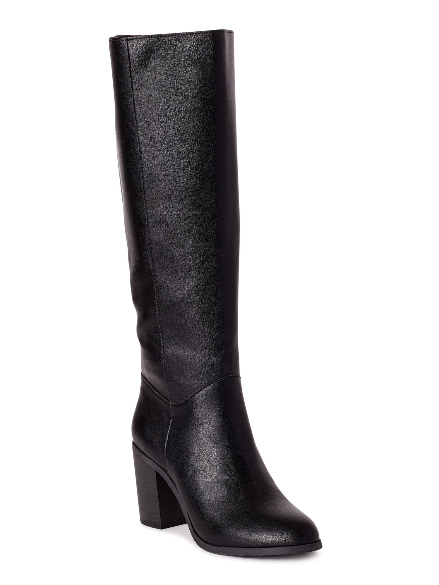 Melrose Ave Women's Vegan Leather Knee High Block Heel Boots | Walmart (US)