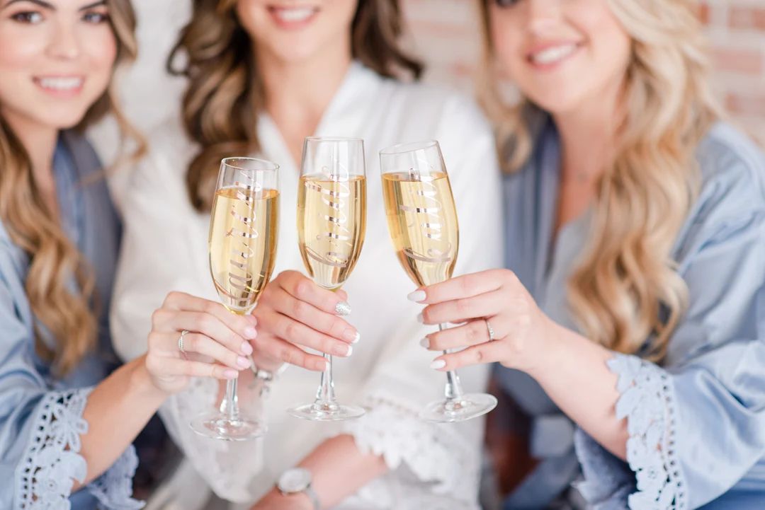 Rose Gold Bridesmaid Champagne Flutes Bridesmaid Gift - Etsy | Etsy (US)