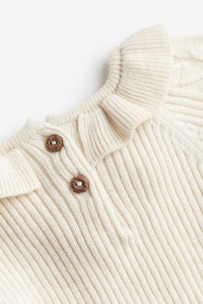Collared Rib-knit Dress - Natural white - Kids | H&M US | H&M (US + CA)