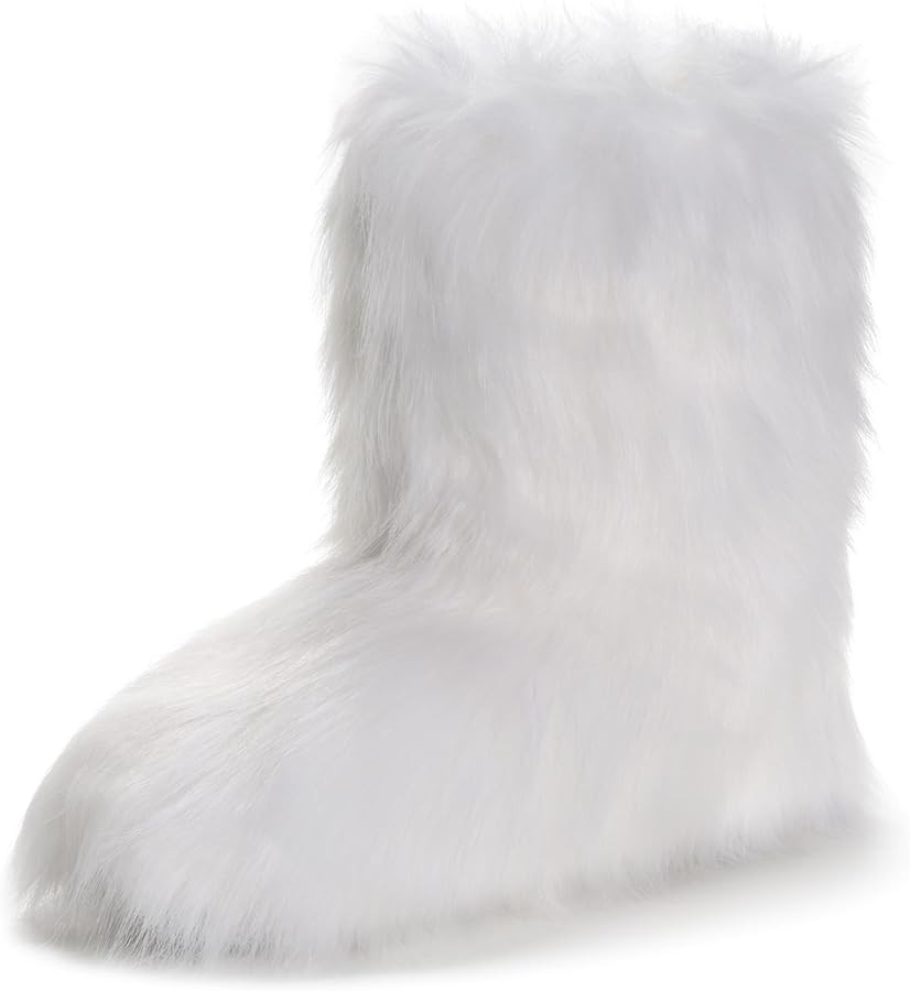 IXU Women's Faux Fur Boot Furry Fluffy Round Toe Suede Snow Winter Women Boots Comfy Plush Warm S... | Amazon (US)