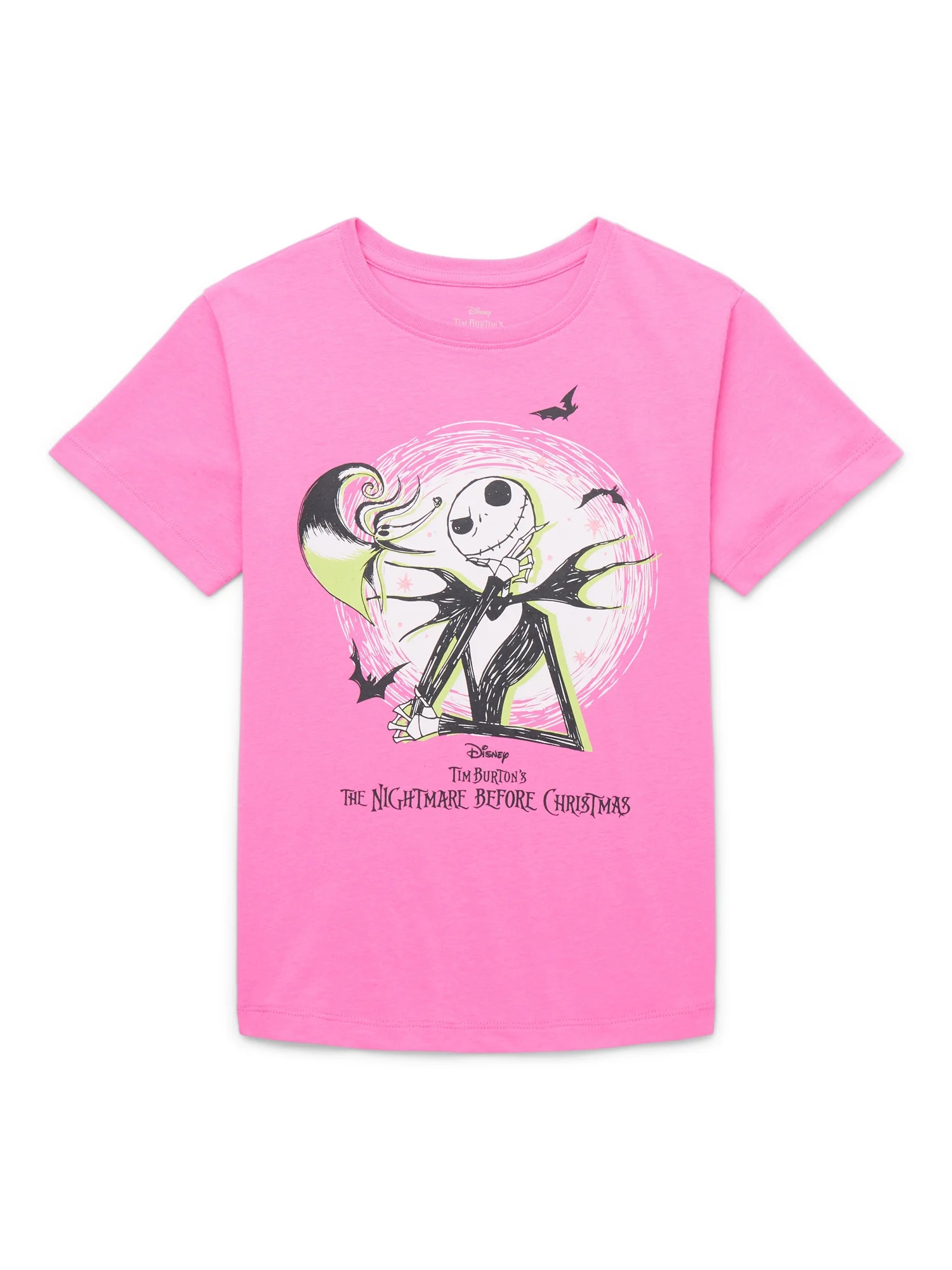 The Nightmare Before Christmas Girls Halloween Short Sleeve Graphic T-Shirt, Sizes 4-16 | Walmart (US)