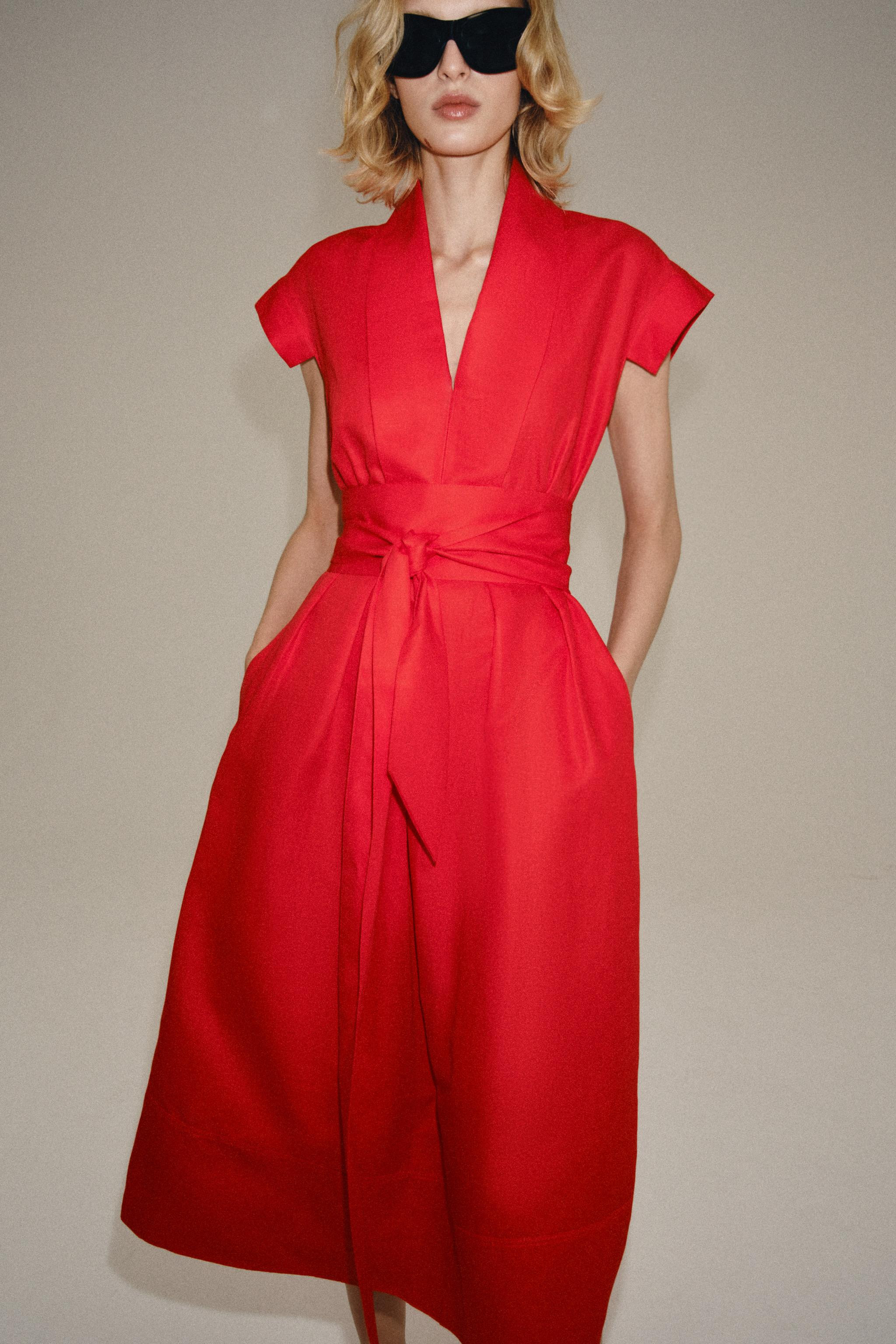 ZW COLLECTION MIDI LINEN DRESS | Zara US