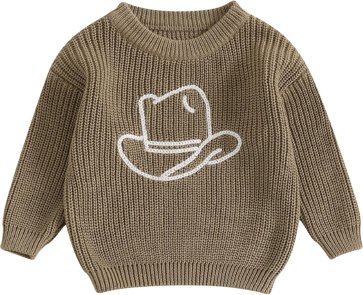 Toddler Baby Girl Knit Sweaters Oversized Long Sleeve Embroidery Shirt Top Newborn Infant Cute Fa... | Amazon (US)
