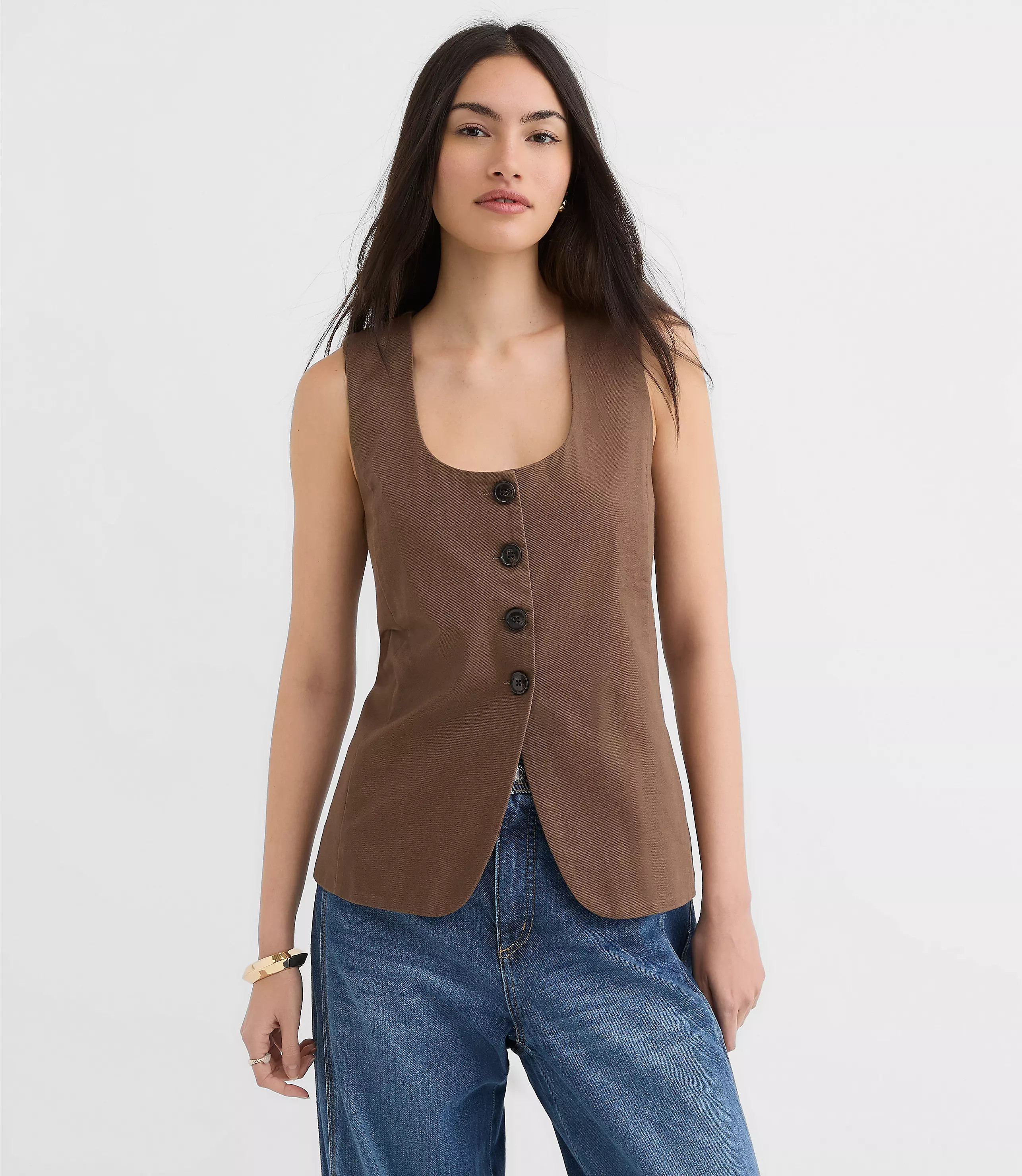 Twill Tie Back Vest Top | LOFT