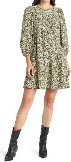 Rails Louise Floral Tiered Cotton Blend Shift Dress Green Dress Dresses Floral Dress Fall Outfits  | Nordstrom