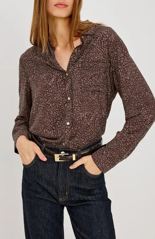 Rails Josephine Button-Front Shirt in Cocoa Mini Cheetah at Nordstrom, Size X-Small | Nordstrom