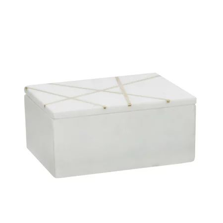 Sagebrook Home Marble 7X5 Box With Inlay White Rectangle Marble Glam 7 L X 5 W X 3 H Marble | Walmart (US)