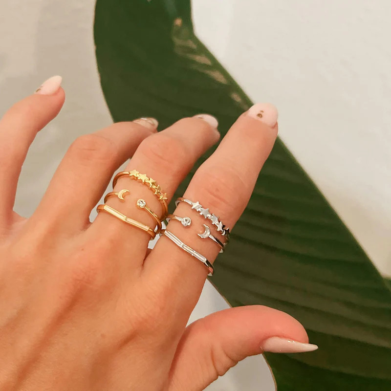 Crescent Stars Ring Stack - Pura Vida Bracelets | Pura Vida Bracelets