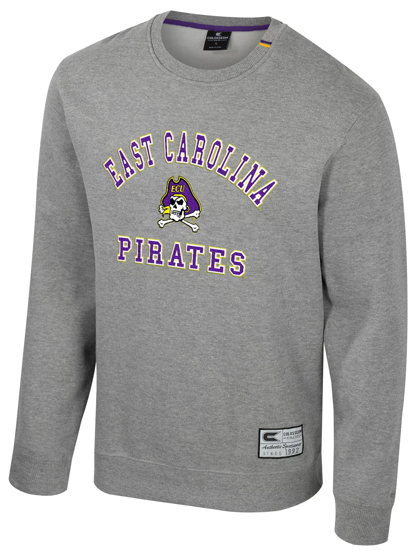 Colosseum Men's East Carolina Pirates Heather Grey Zion Fleece Crew Sweatshirt | DICK'S Sporting Goods