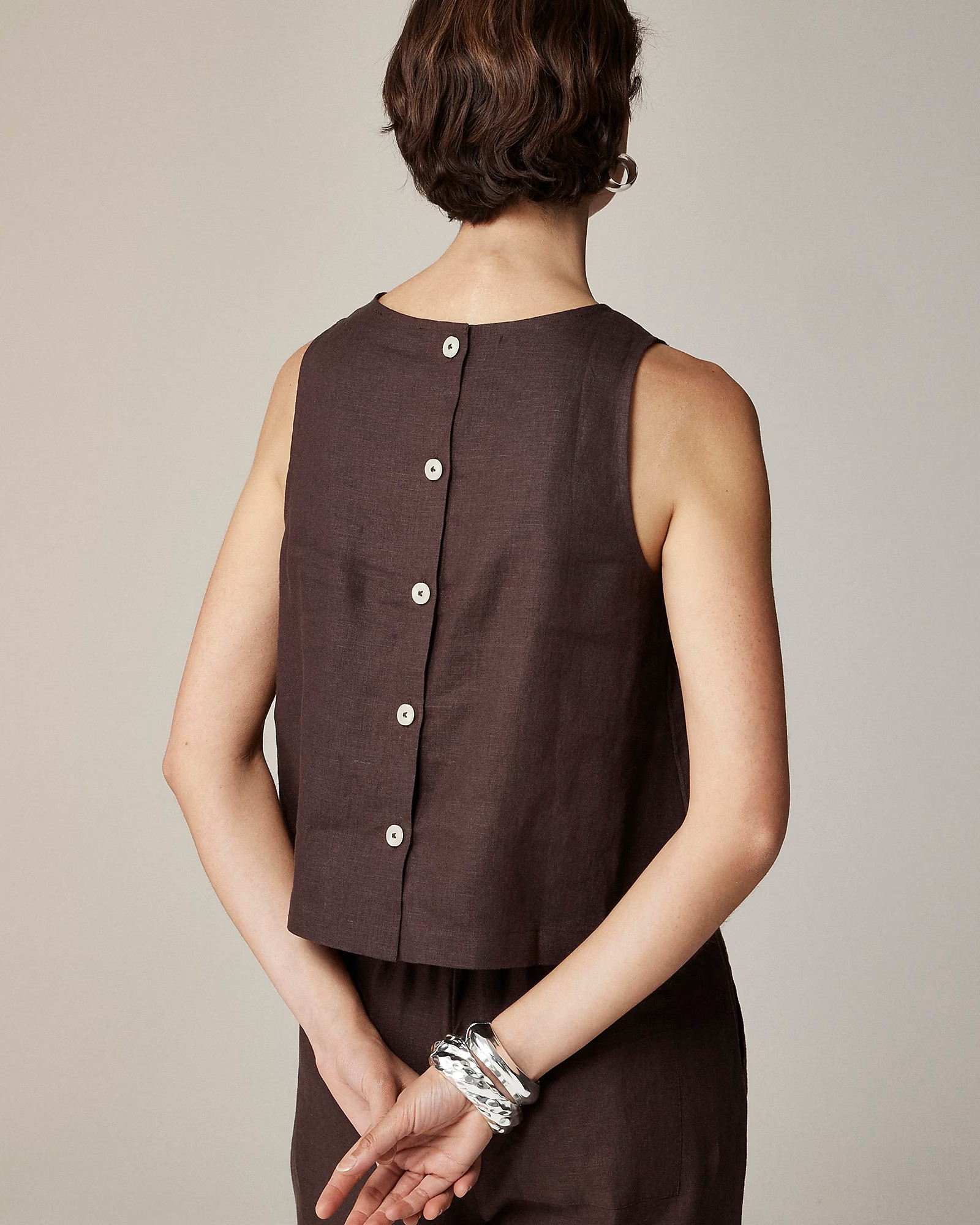 Maxine button-back top in linen | J. Crew US