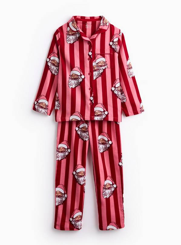 Matching Family Kid's Christmas Pink Stripe Santa Traditional Pyjamas 2-3 years | Tu Clothing
