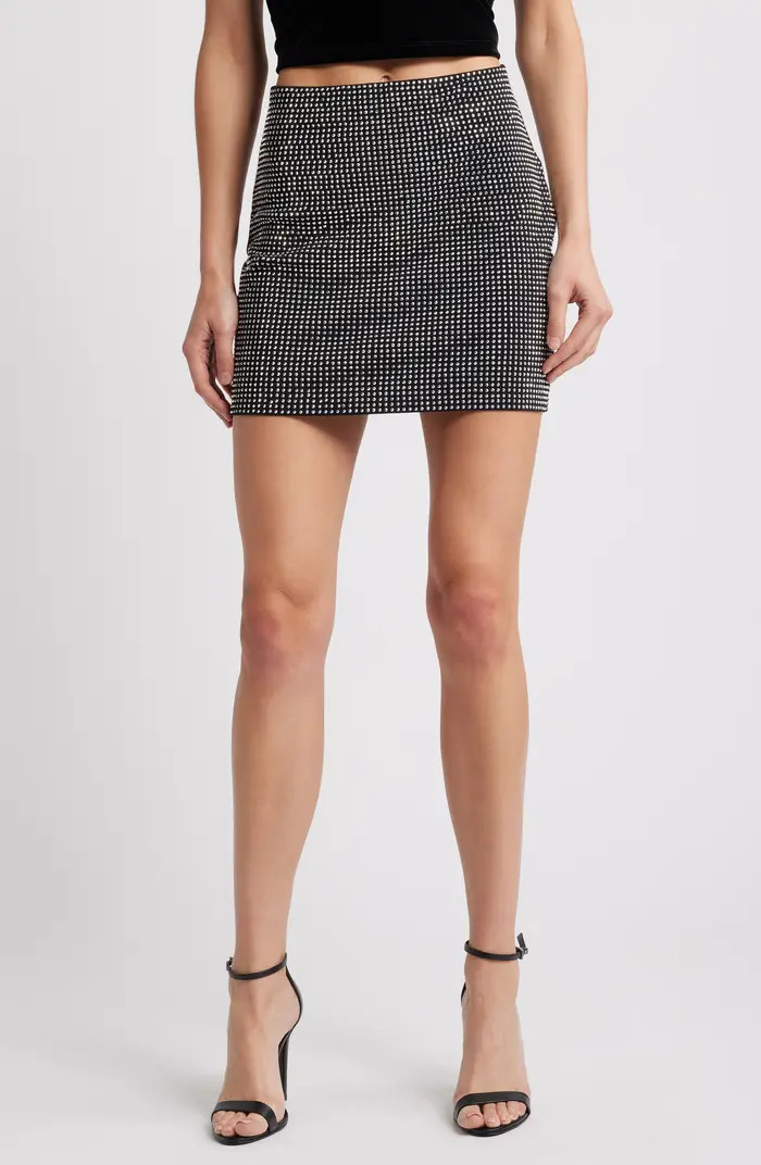 Good American Crystal Stretch Cotton Miniskirt | Nordstrom | Nordstrom
