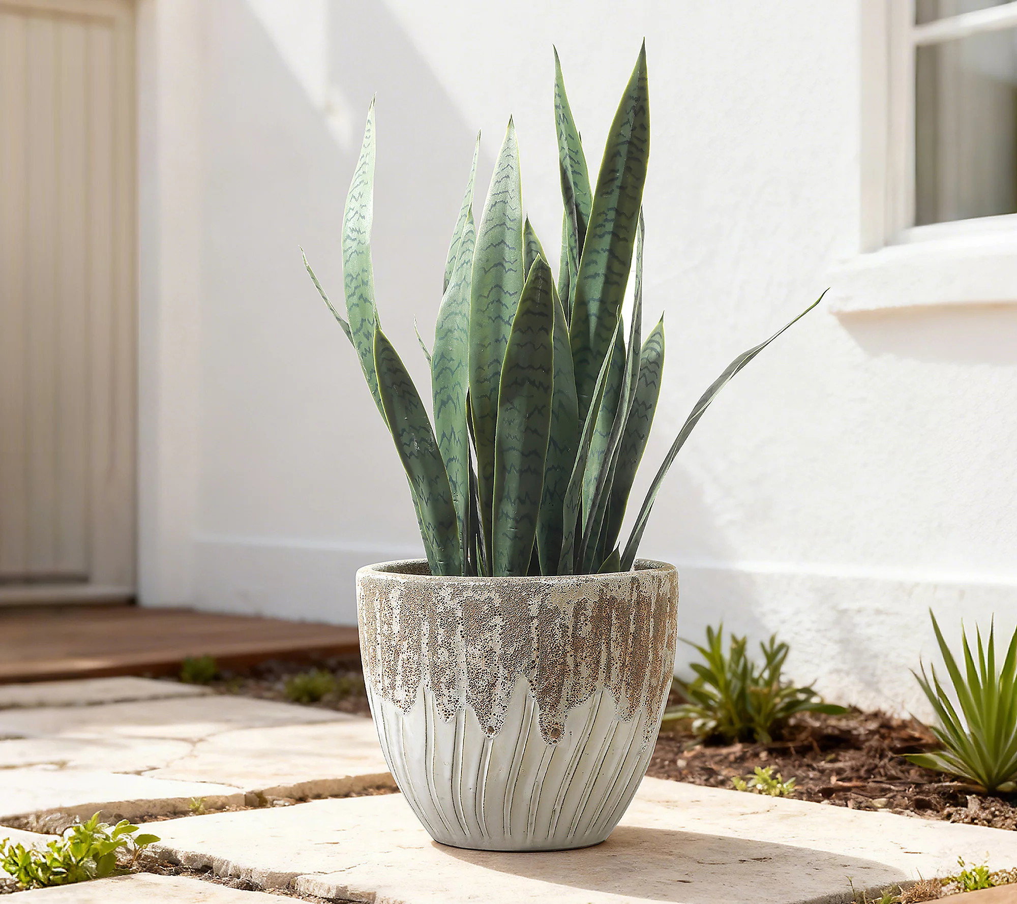 LuxenHome Boho Earth Ceramic Planter, 12" Tall Round Pot | QVC