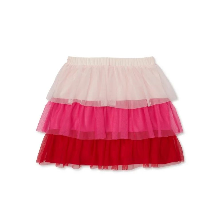 Wonder Nation Girls Valentines Day Girls Tiered Skirt, Sizes 4-18 | Walmart (US)