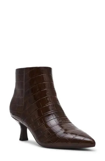 Anne Klein Francesca Kitten Heel Bootie in Brown Croc at Nordstrom Rack, Size 5.5 | Nordstrom Rack