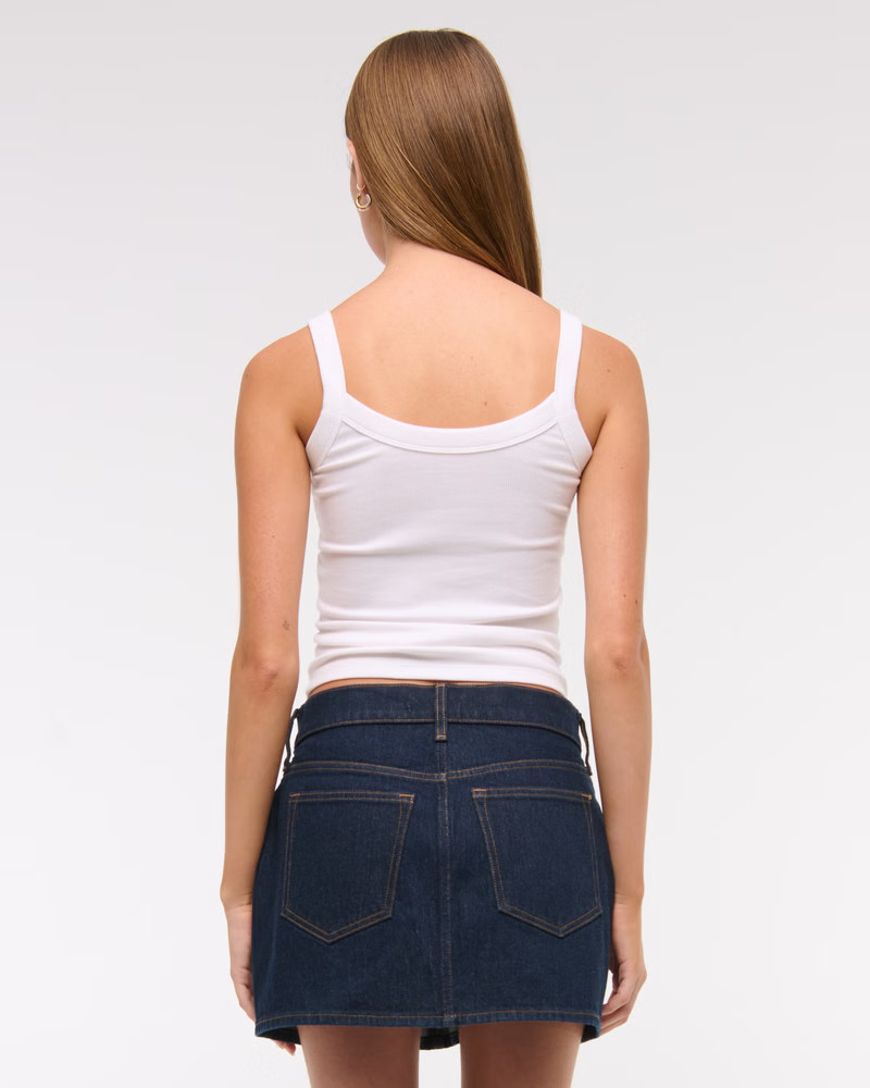 Mid Rise Denim Mini Skirt | Abercrombie & Fitch (US)