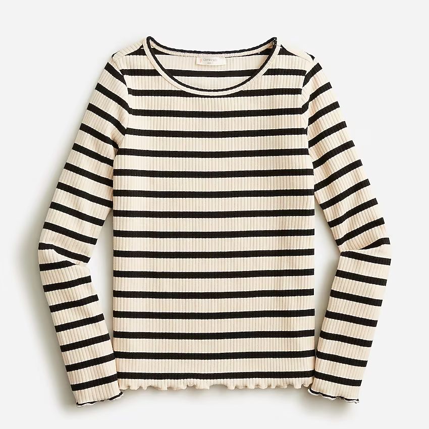 Girls' long-sleeve lettuce-hem T shirt | J.Crew US