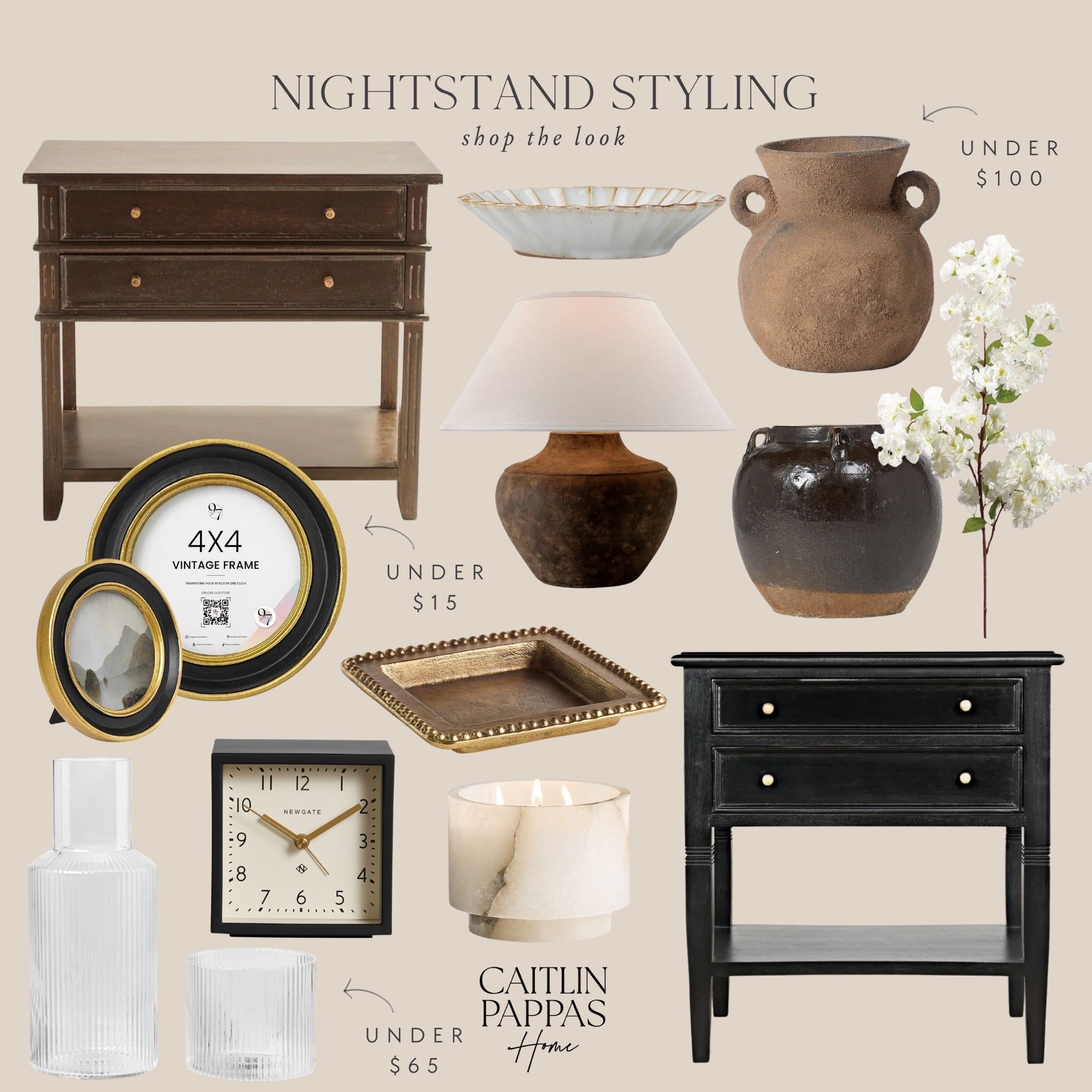 How I’d refresh our nightstands ✨ The prettiest nightstand styling decor.  I love this moody table lamp, pretty little picture frames, cozy flowers and vases, and gold catchall. 😍

#LTKHome